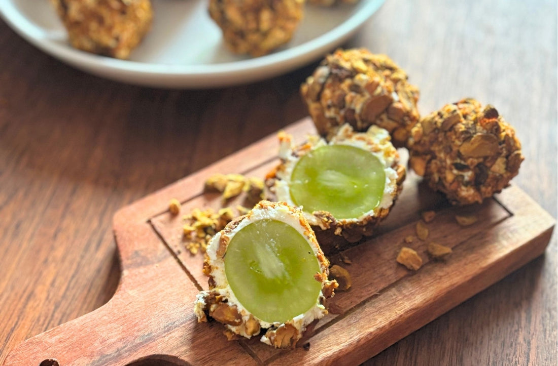 Golden Pistachio & Goat Cheese Grape Rounds