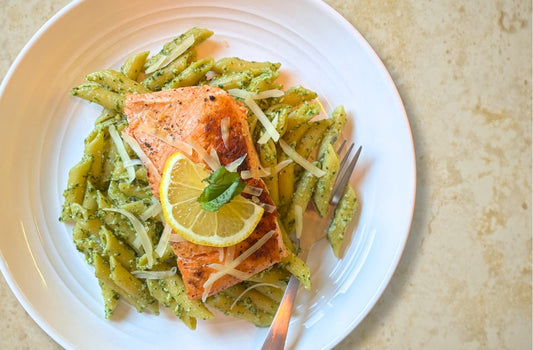 Citrus Salmon Pesto Pasta