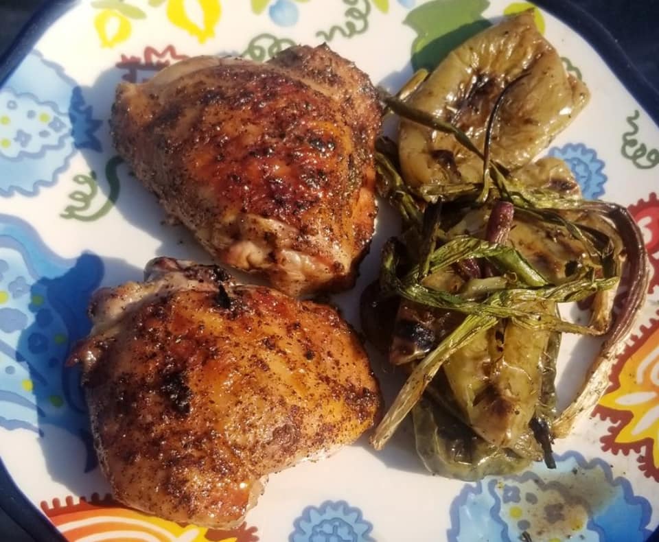 Grilled Chicken with Asparagus, Mushrooms & Onions