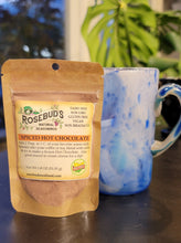 Load image into Gallery viewer, SPICED HOT CHOCOLATE - A blend of ALL ORGANIC PRODUCTS cacao, cane sugar, coconut palm sugar, Saigon cinnamon, 100% crystal sea salt &amp; cayenne pepper.
