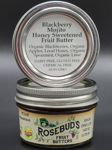 Blackberry Mojito Honey Sweetened Fruit Butter - This spread is amazing on toast, a bagel, or add to a Vodka Tonic. The possibilities are endless!