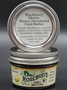 Blackberry Mojito Honey Sweetened Fruit Butter - This spread is amazing on toast, a bagel, or add to a Vodka Tonic. The possibilities are endless!